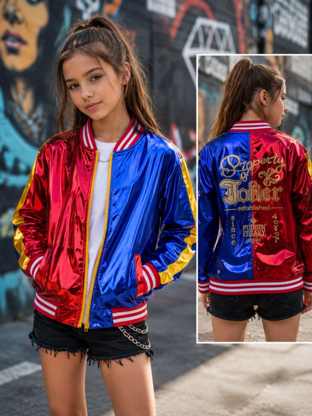 Harley Quinn Property of Joker Youth XL Bomber Jacket DC Comics